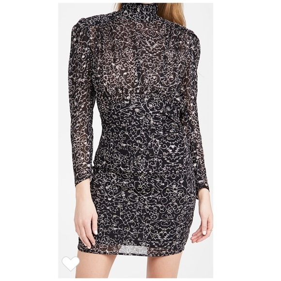 Ba&sh | Acia Metallic Embroidery Open Back Long Sleeve Dress Size 0 NEW - Picture 2 of 16